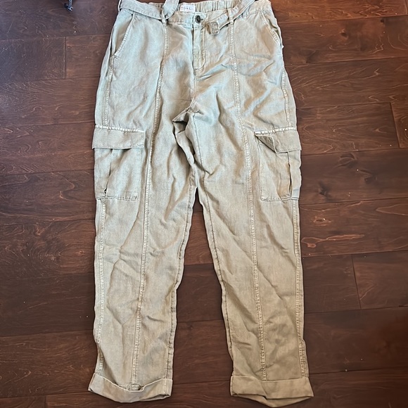 Nicole miller Womens cargo Style Pants Sz L New Sage Green Linen Blend - Picture 3 of 3